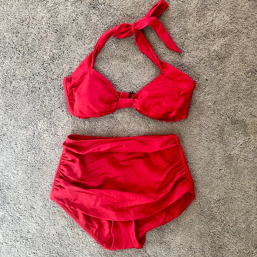 Red vintage style bikini